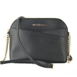 Michael Kors Jet Set Travel Medium Leather X Cross Dome Bag Crossbody Handbag